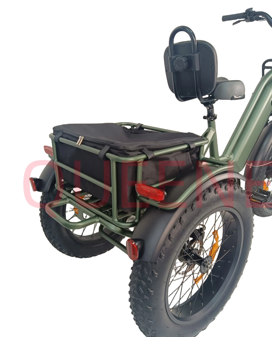 Queene/26 Inch Electric Trike Fat Tire 3 Wheel Electric Tricycle Three Wheels Adult Cargo Electric Trike with Basket