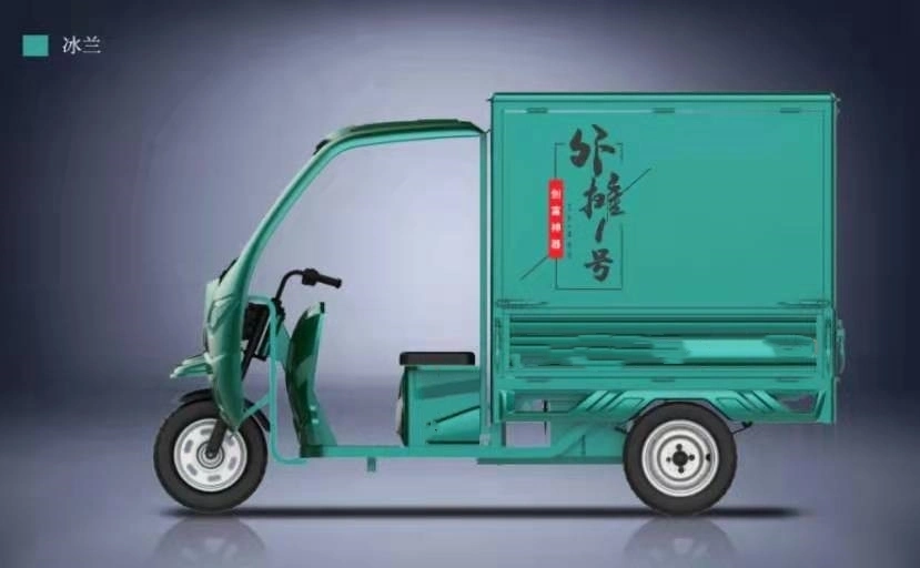 Electric Cargo Tricycles, Rechargeable 3-Wheel Vehicle for Express Delivery with Closed Cabin