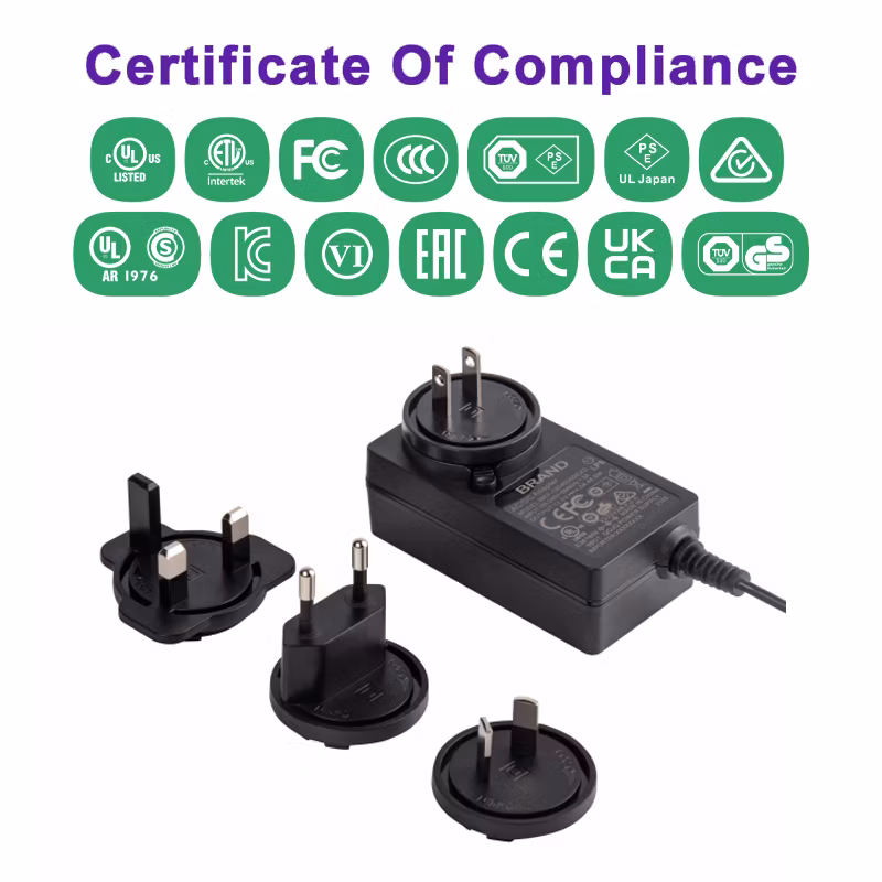 9V 12V 15V 24V 48V Universal Adaptor with CE GS UL PSE FCC SAA C-Tick Kc Kcc AC DC Power Adapter Factory