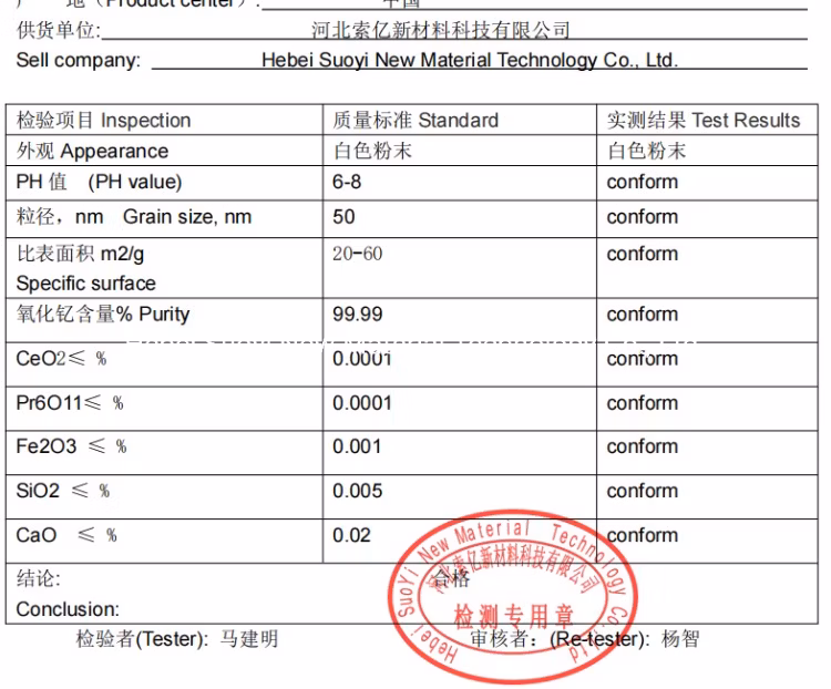 Suoyi High Pure 99.99% 99.999% 3-5um 5-8um 8-13um 20-60um Spherical Yttrium Oxide Y2o3 for Optical Coating
