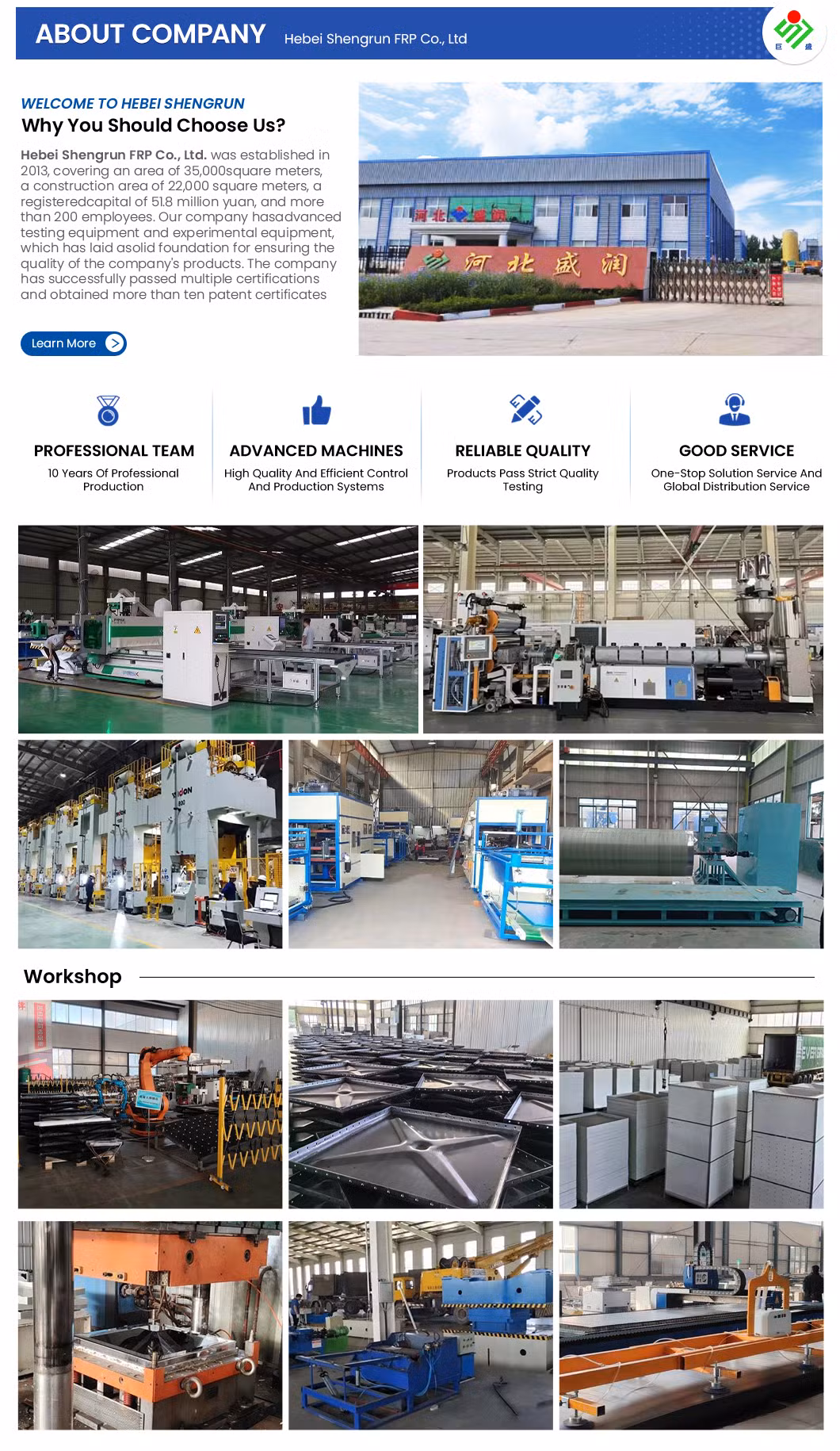 6# 8# 10# Panels SMC Panel Tanks China Manufacturer FRP Fiber Reinforced Plastic FRP Water Tank Installation System Used for Agricultural Irrigation Store Water