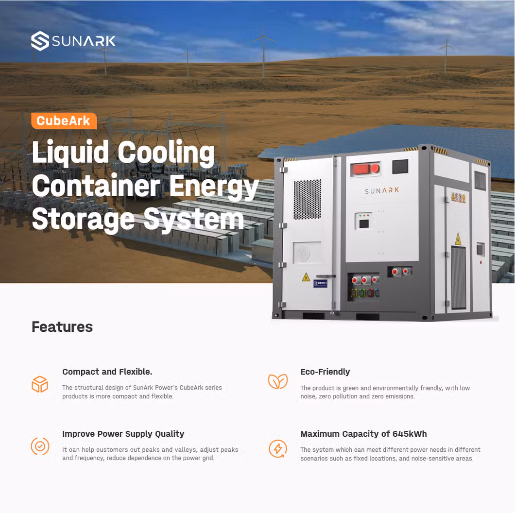 Sunark 280ah Bess Container Liquid Cooling 20FT 10FT 300kwh 600kwh 1mwh LiFePO4 Battery Container