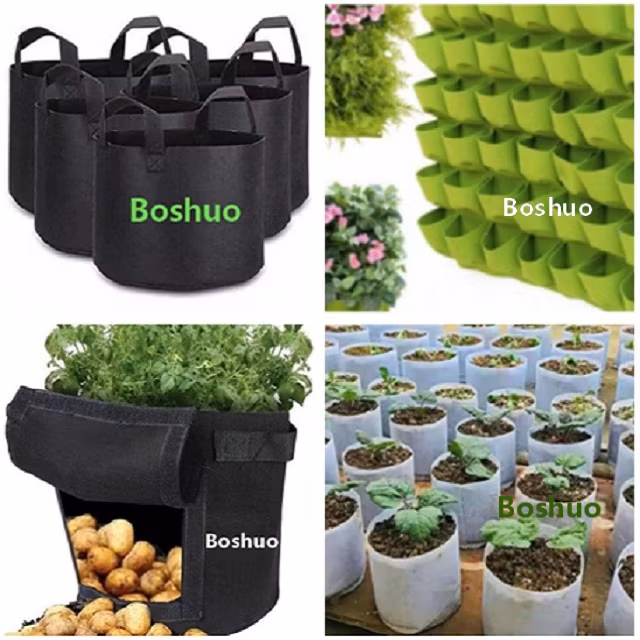 4 5 6 7 10 15 20 30 Gallon Nonwoven Geotextile Fabric Felt Potato Tomato Carrot Peanut Pepper Garlic Yam Vegetable Planting Grow Bag with Window China Supplier