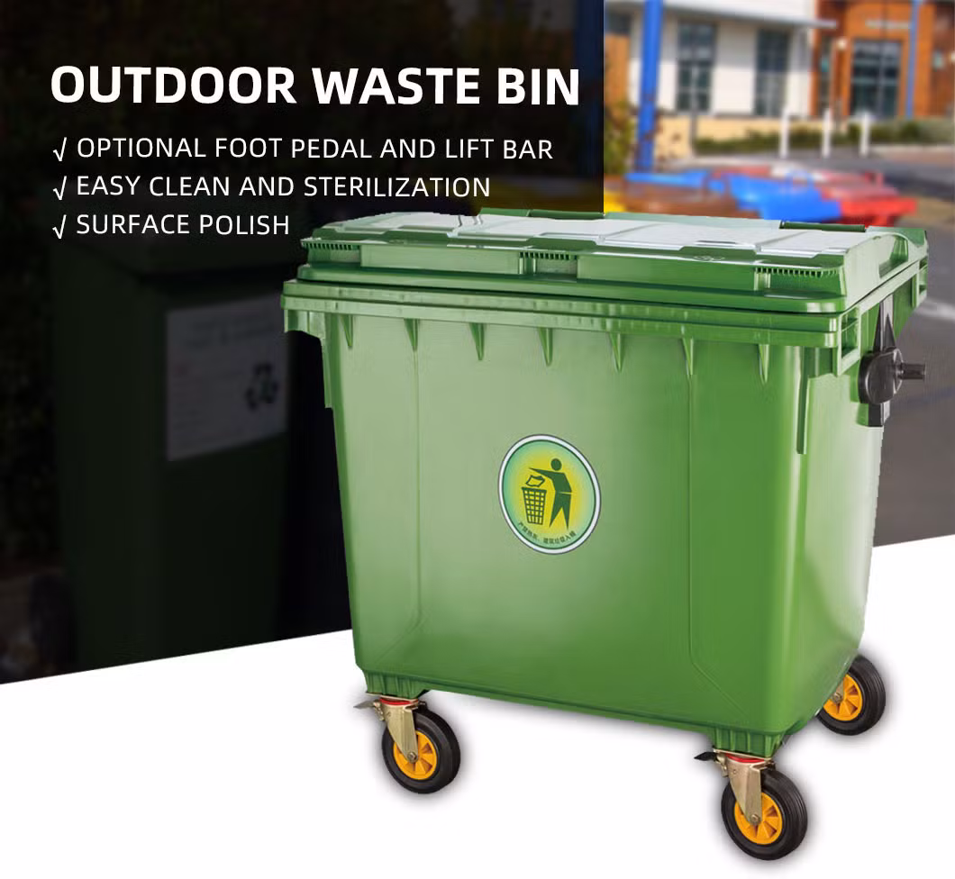 Custom 120L 240L 360L 660L 1100L Industrial Usage HDPE Outdoor Underground Park Plastic Waste Bins Recycle Garbage Dustbin Container Manufacturer with Wheels