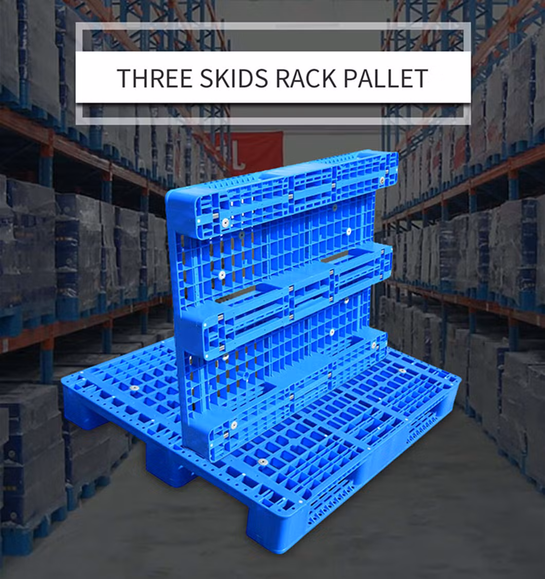 Custom Size 1100X1100X150mm Flooring Grid Single One Side Nestable 3 Runners HDPE Plastic Shipping Storage Pallet Manufacturer for Rack