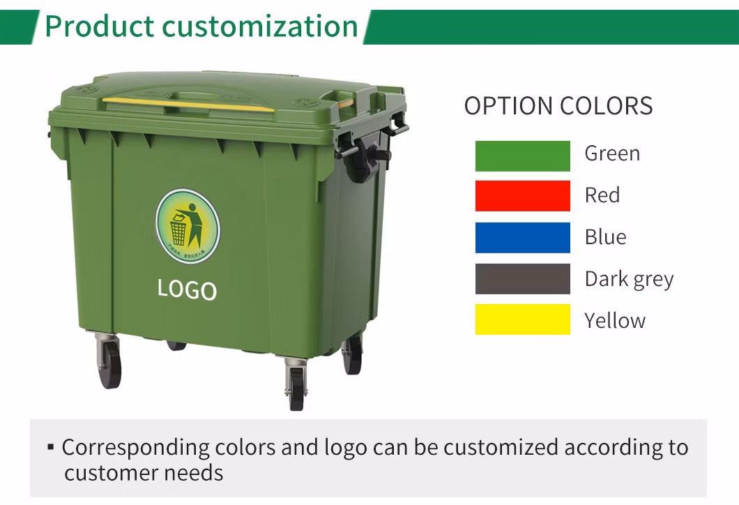 Custom 120L 240L 360L 660L 1100L Industrial Usage HDPE Outdoor Underground Park Plastic Waste Bins Recycle Garbage Dustbin Container Manufacturer with Wheels