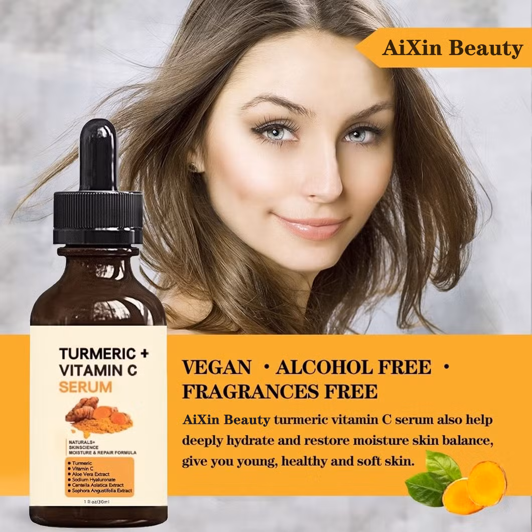 Aixin OEM Organic Turmeric Face Serum + Vitamin C, Acne Treatment, Clear Skin Toner, Hydrate Dull & Dry Skin, Anti-Aging Facial Serum