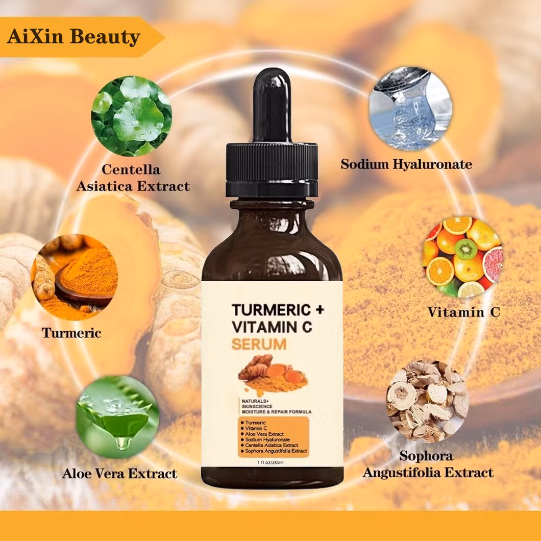 Aixin OEM Organic Turmeric Face Serum + Vitamin C, Acne Treatment, Clear Skin Toner, Hydrate Dull & Dry Skin, Anti-Aging Facial Serum