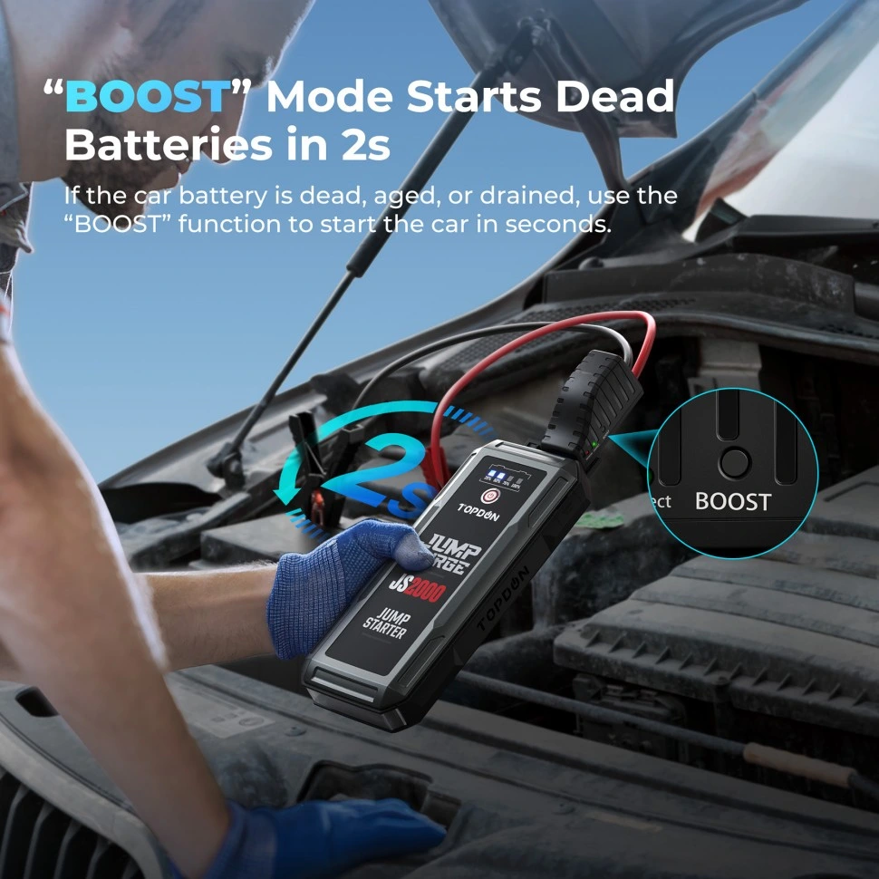 2023 Topdon Manufacturer Js2000 2000A 12V 16000mAh Portable Smart Car Emergency Battery Jump Box Booster Power Bank Auto Car Truck Capacitor Jump Starter AC