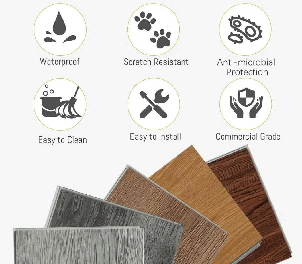 Factory Direct Modern Color Plastic-Floor Anti Slip Marble Look PVC Flooring Hybrid Spc Rigid Core Plastic Vinyl Flooring Spc Flooring with IXPE