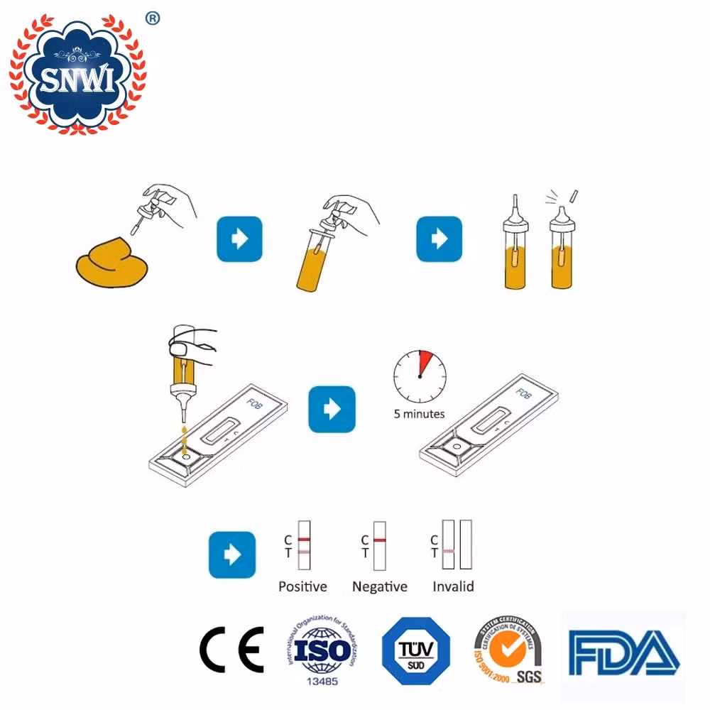 Hot Sale High Sensitivity One Step Fecal Occult Blood Diagnostic Tumor Marker Fob Rapid Test Cassette/Strip Kit