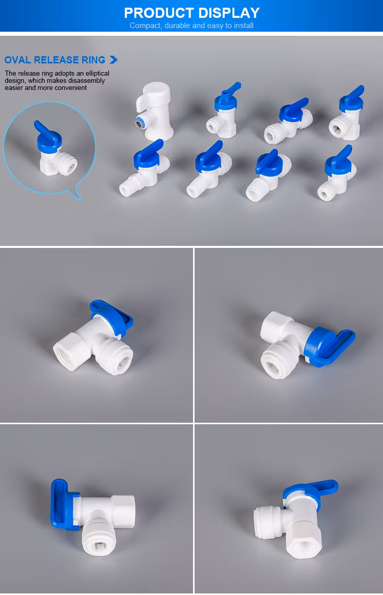 1/4" Female Thread 1/4" Od Tube PE Hose Backwash Washing-out Ball Valve L Type Quick Connector Switch RO Water Filter System