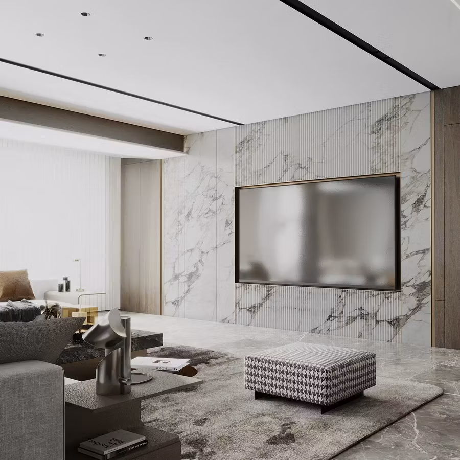 PVC Marble Sheet Interior Bamboo Wood Veneer Plastic Slat Paneling WPC UV Cladding Fluted 3D Wall Panel for Home Decoration