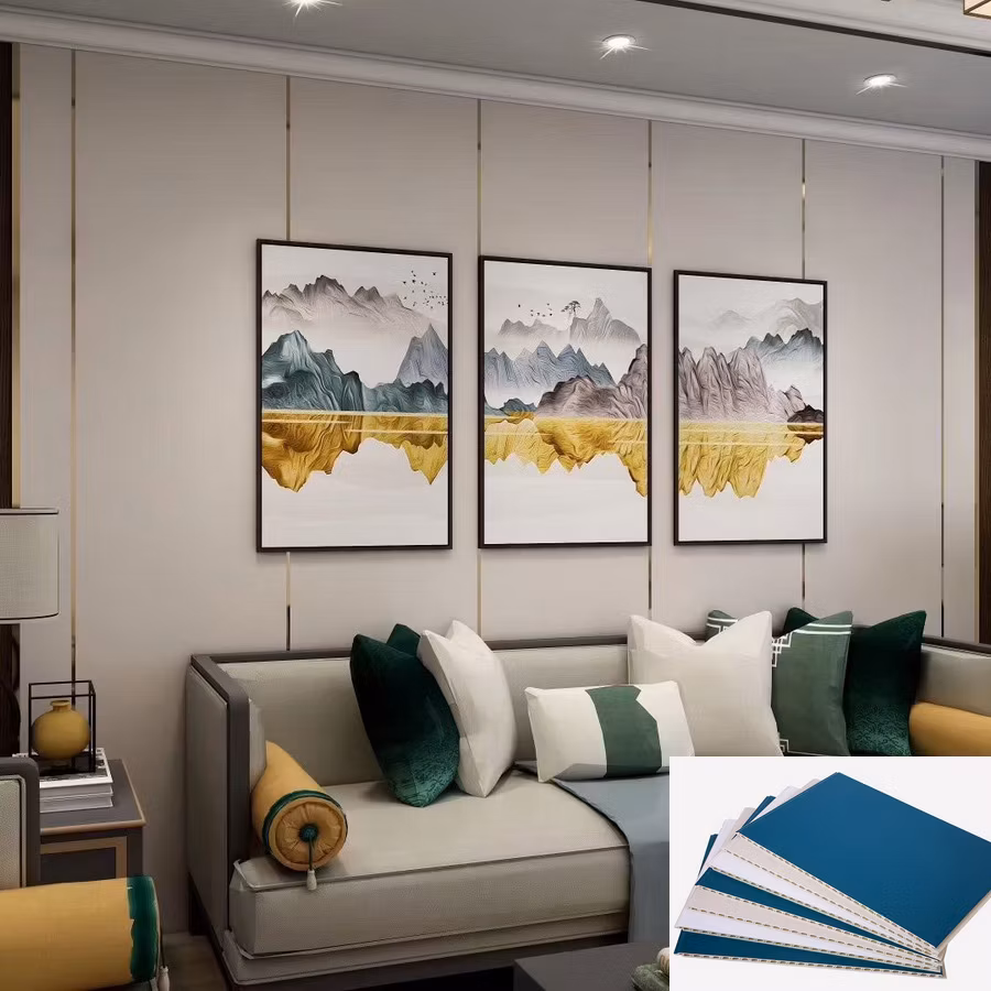 PVC Marble Sheet Interior Bamboo Wood Veneer Plastic Slat Paneling WPC UV Cladding Fluted 3D Wall Panel for Home Decoration