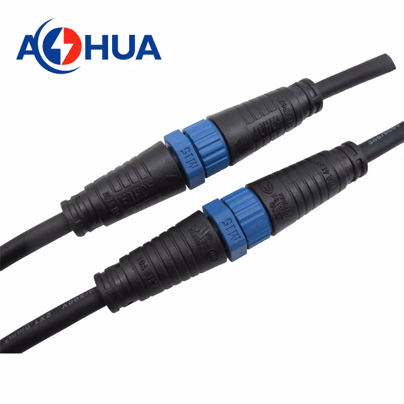 Approved UL Certificate IP67 3pin Nylon Injection Molded Waterproof Connector M15 Pre-Wire Male &Female Socket/Plug 300V 8A Current AC Power Connector