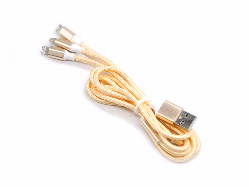 Nylon 3 in 1 8 Pin Lightning Micro USB Type-C Charging Cable Connector for Smartphones