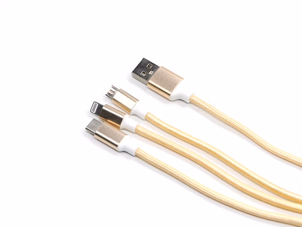 Nylon 3 in 1 8 Pin Lightning Micro USB Type-C Charging Cable Connector for Smartphones