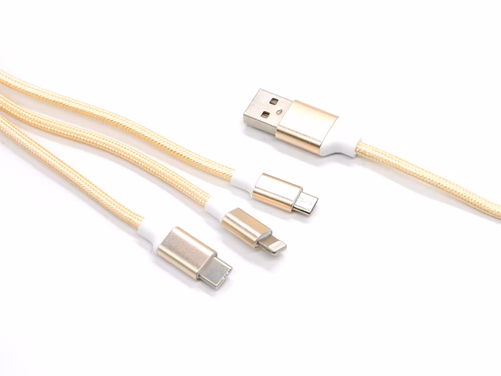 Nylon 3 in 1 8 Pin Lightning Micro USB Type-C Charging Cable Connector for Smartphones