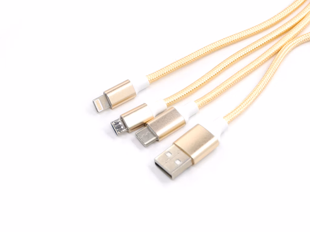 Nylon 3 in 1 8 Pin Lightning Micro USB Type-C Charging Cable Connector for Smartphones