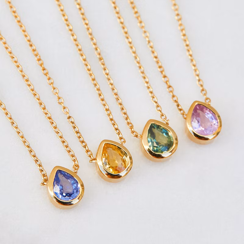 925 Silver Water Drop Necklace Explosive Minimalist Light Luxury New Birthstone Birth Stone Color Zirconium Mini Choker (CF-SPN-051)