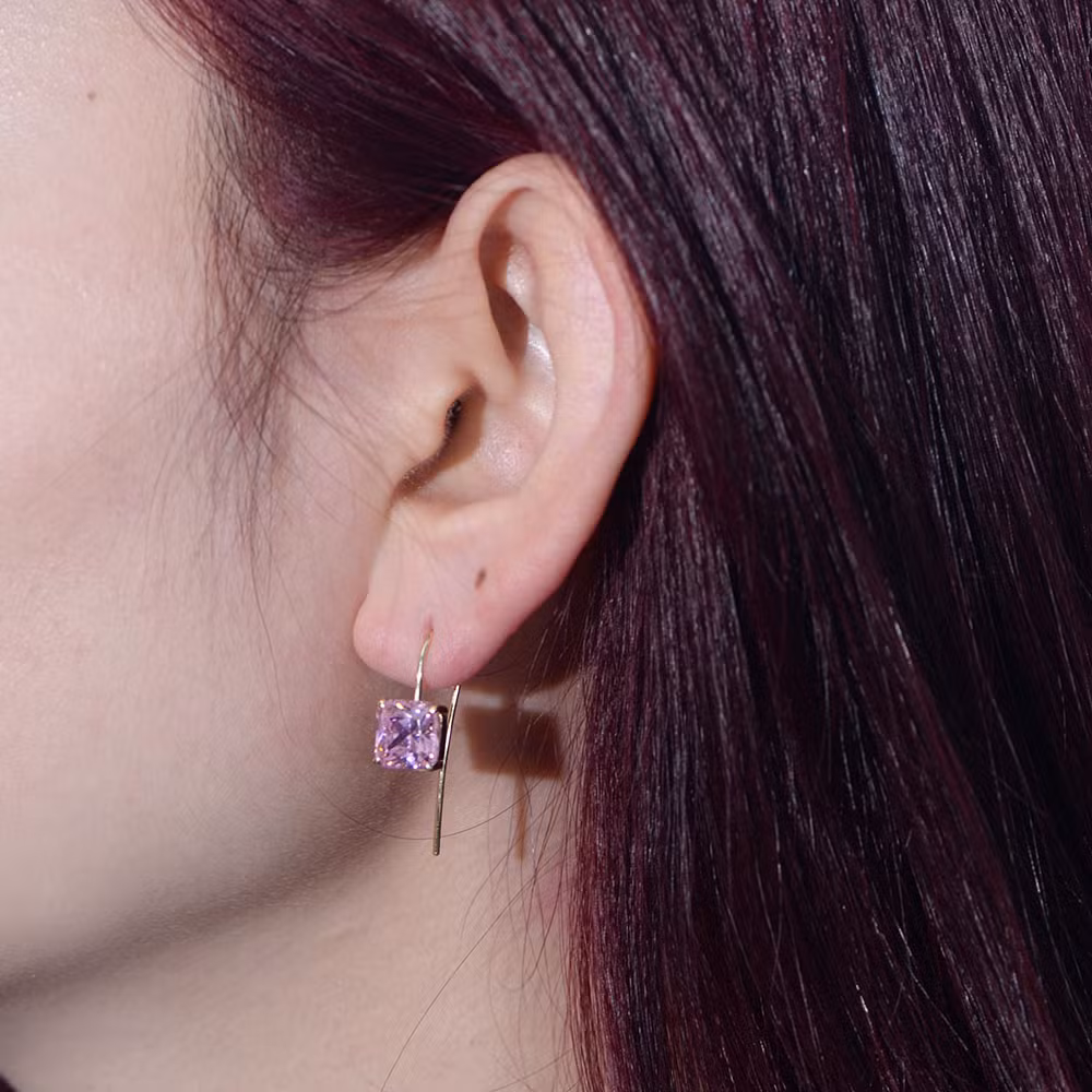 Luxury Retro Fine Jewelry Colorful Square Zircon 925 Sterling Silver Hook Earrings for Women