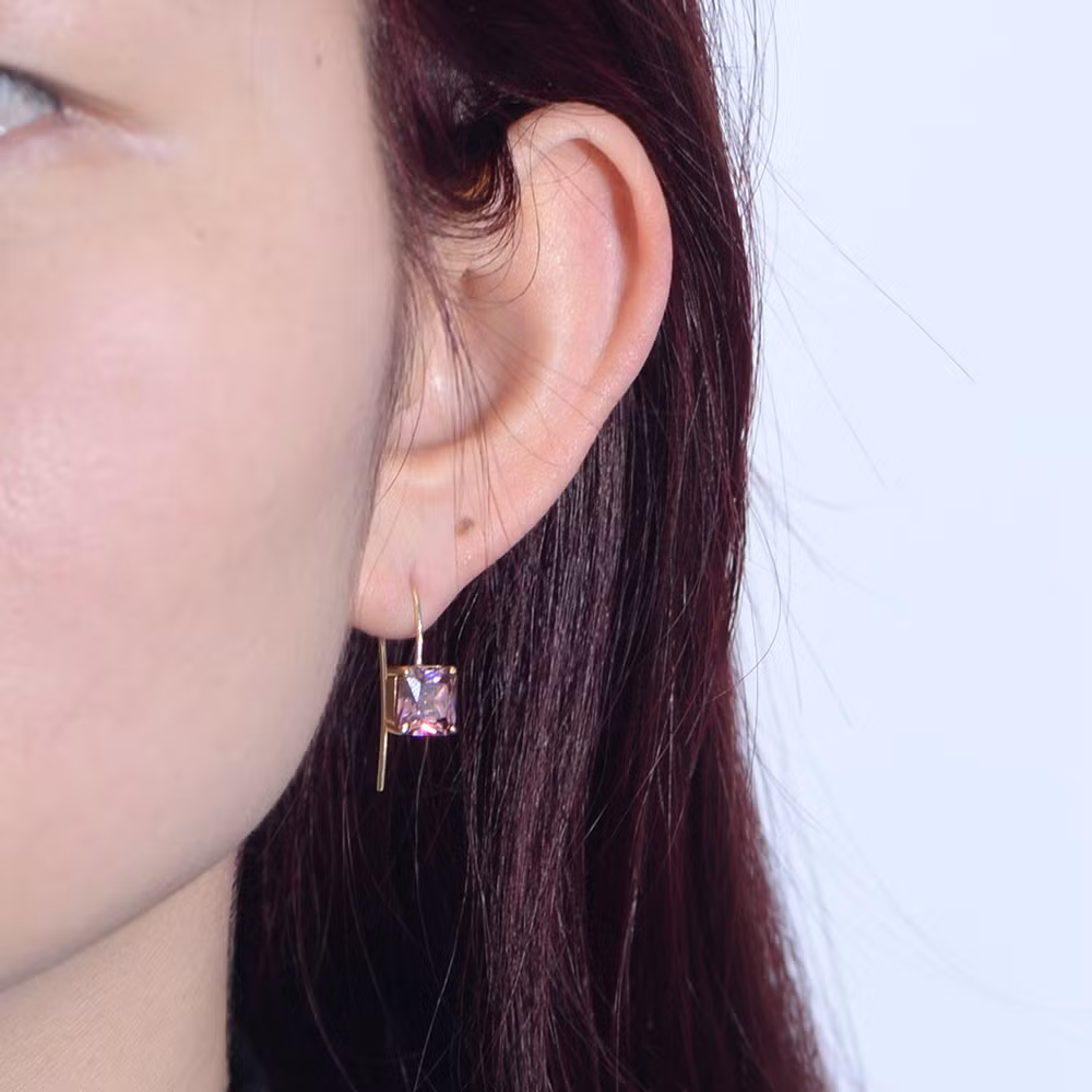 Luxury Retro Fine Jewelry Colorful Square Zircon 925 Sterling Silver Hook Earrings for Women