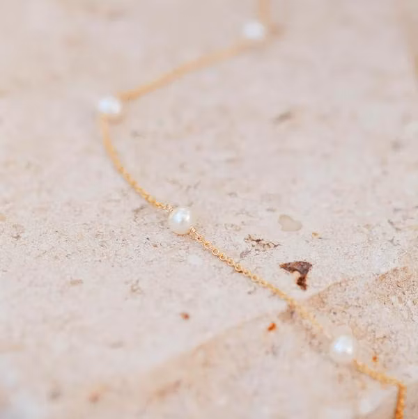 Ins Dainty Gold Necklaces Pearl Chain Choker Necklace Jewelry for Women 925 Sterling Silver Adjustable Gold Wedding Necklace for Bride