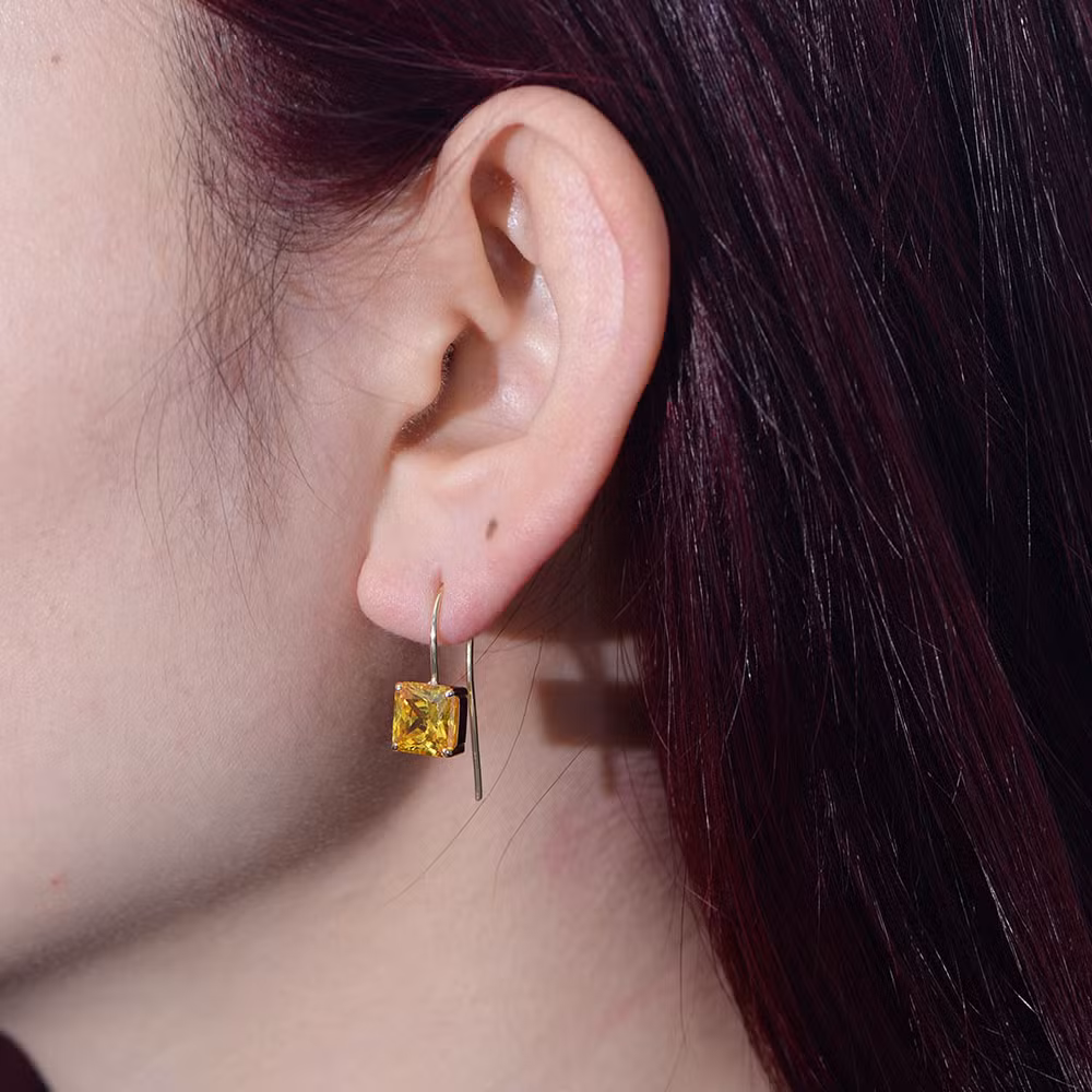 Luxury Retro Fine Jewelry Colorful Square Zircon 925 Sterling Silver Hook Earrings for Women