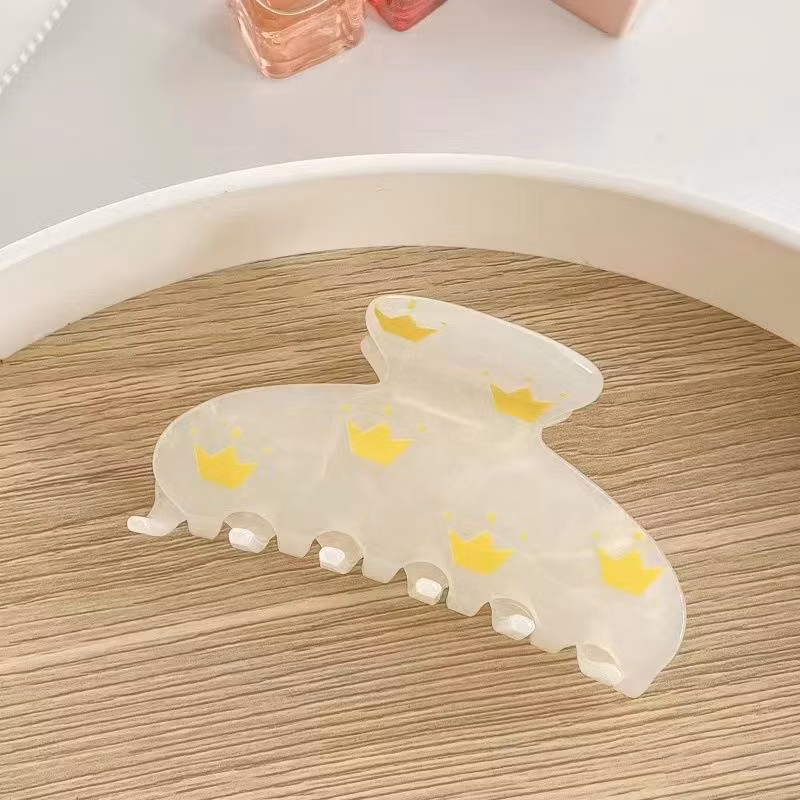 Acetate Print Smiley Face Hair Clip Cute Little Flower Fresh Girl Ponytail Hair Claw Clips