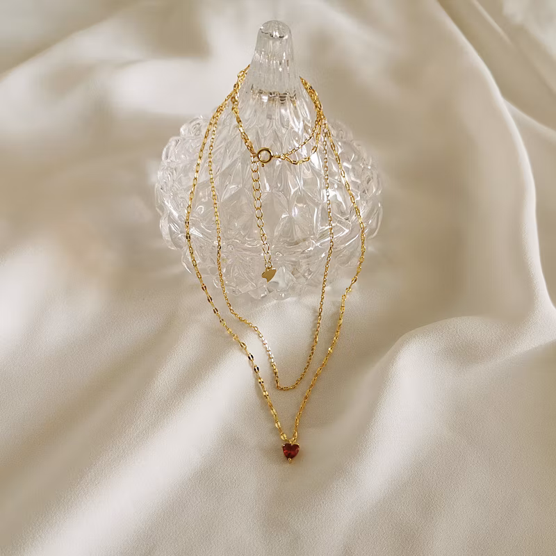 Nk006 Net Red Ins Love Pendant Necklace Female S925 Sterling Silver Niche Design Heart -Shaped Temperament Double -Layer Clavicle Chain