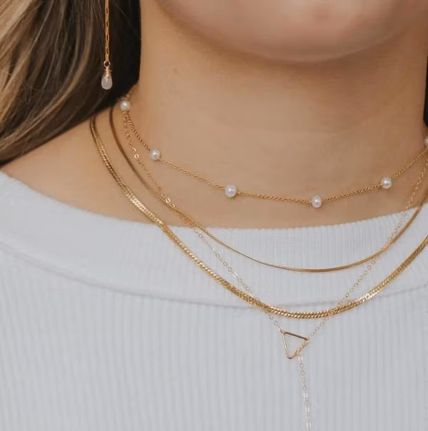 Ins Dainty Gold Necklaces Pearl Chain Choker Necklace Jewelry for Women 925 Sterling Silver Adjustable Gold Wedding Necklace for Bride
