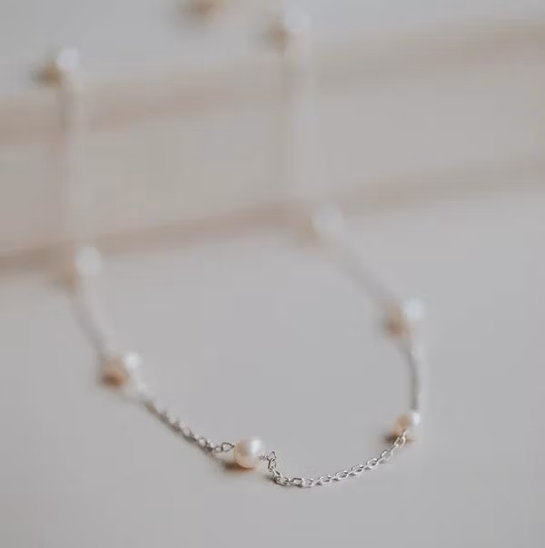 Ins Dainty Gold Necklaces Pearl Chain Choker Necklace Jewelry for Women 925 Sterling Silver Adjustable Gold Wedding Necklace for Bride