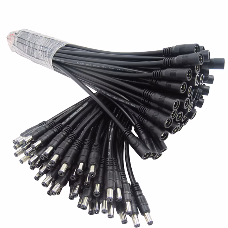 Aohua Factory Sales a Code Connector Battery Cable Connector M11 Male Female DC Power Cable Jack 2pin DC 5.5*2.1/2.5mm Elbow /Right Angle Connector