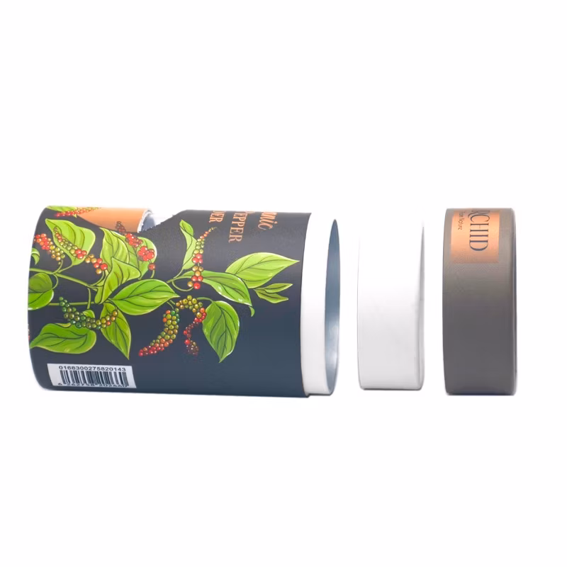 Custom Logo Printing Eco Sea Salt Powder Food Packaging Luxury Round Cardboard Canister Empty Paper Tube with Top Shaker
