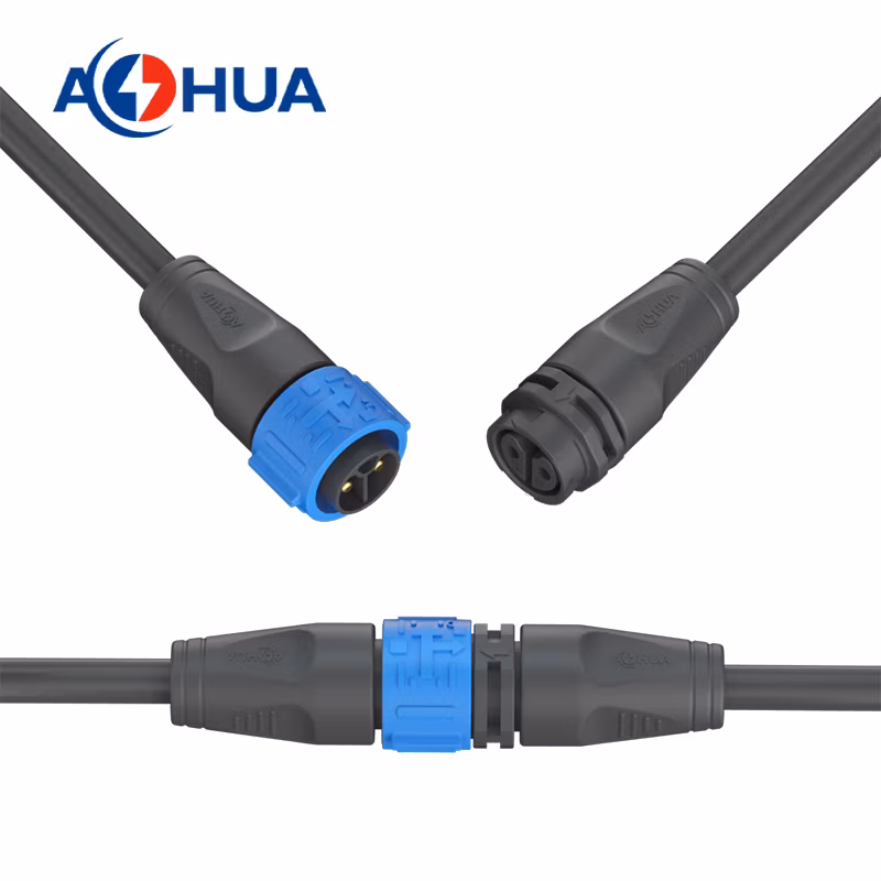 Livestock Breeding System IP67 Connector 2pin Self-Lock Male Female Docking Electric Plug Wire to Wire Pre-Molded Power Cord Connector