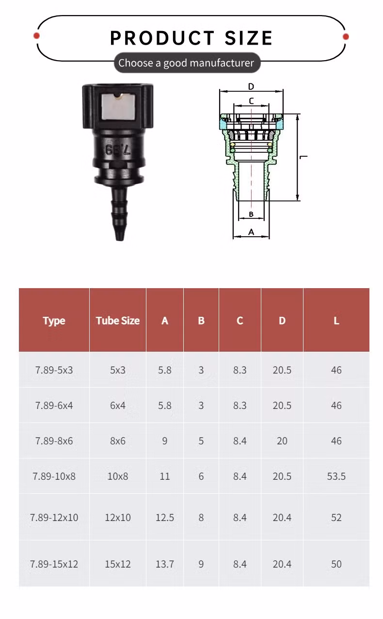 Car Fuel Line Quick Connector Elbowrubber Hose Joint Coupler ID3 ID4 ID5 ID6 7.89mm Straight Elbow Release Gas Oil Pipe Connect