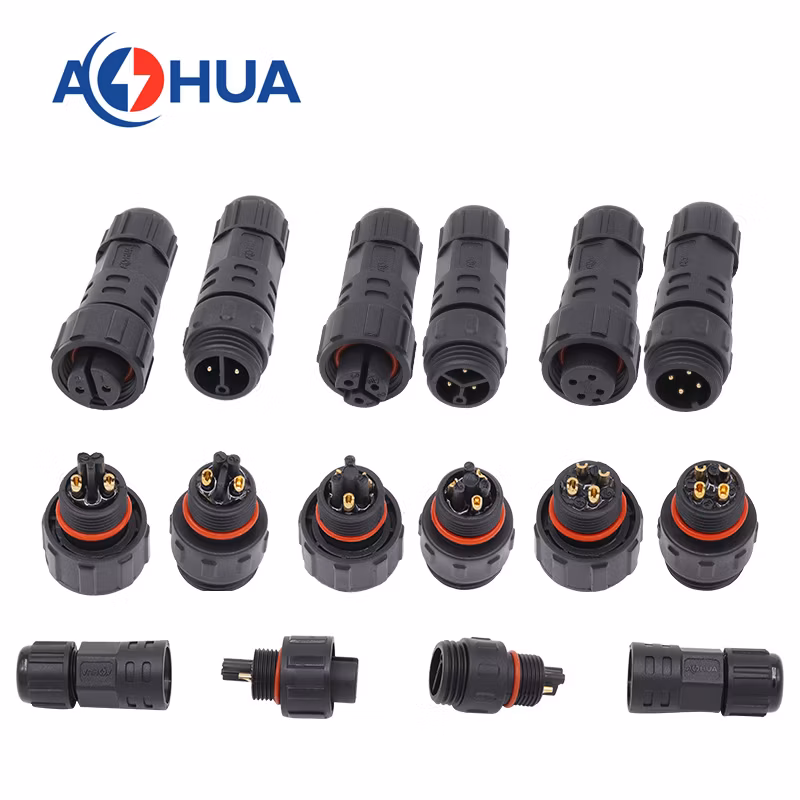 No Cable Field Assembled Connector M20 2 3 4 5 6 7 8 2+3 2+4pin Electric Wire Connector Male Female Threaded Docking IP67 LED Connector Outdoor
