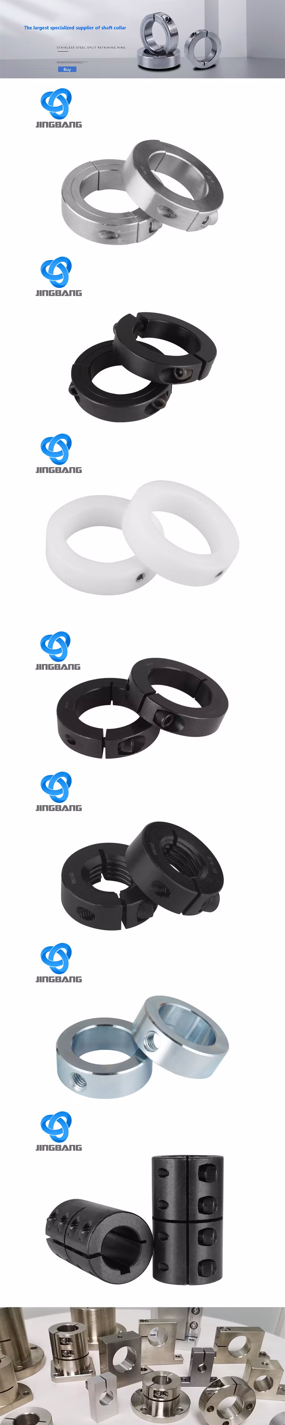 Wholesale High Quality Precision Low Price Custom CNC Machinging All Size Type Steel Split Shaft Collar Clamp Set Screw Quick Release Lock Collar Coupling