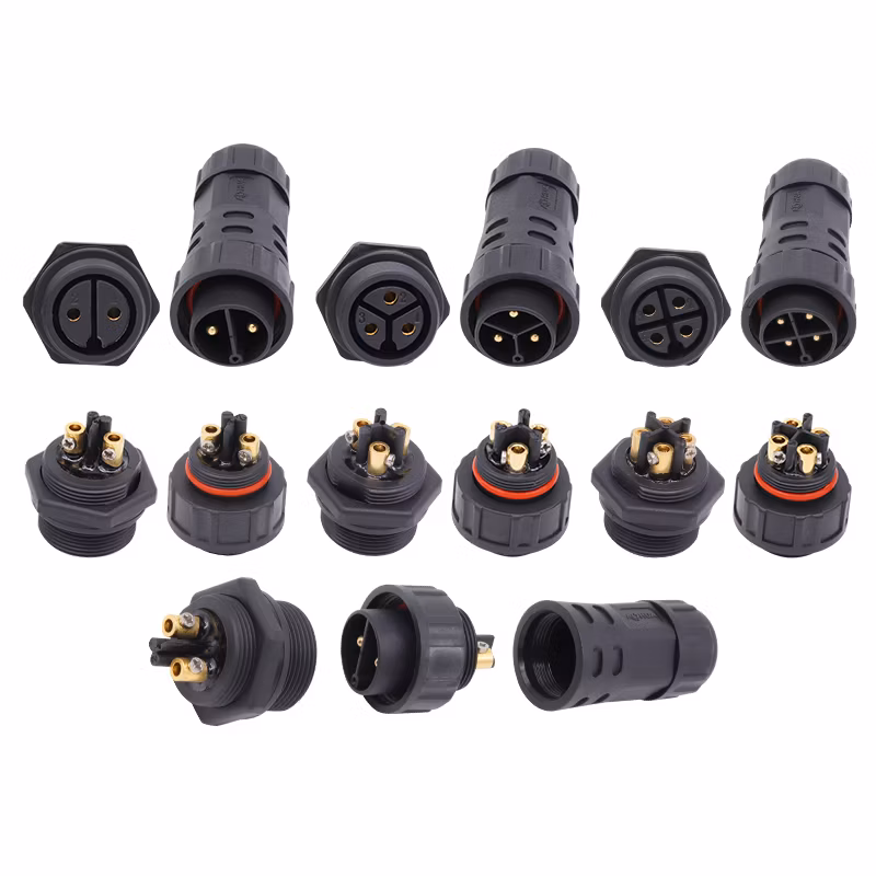 IP67 Screw Lock Wire Panel Mount Connector M25 Assembled Female Socket with 2 3 4 5 Pin for Breeding Livestock Electronic Equipment Junction Box