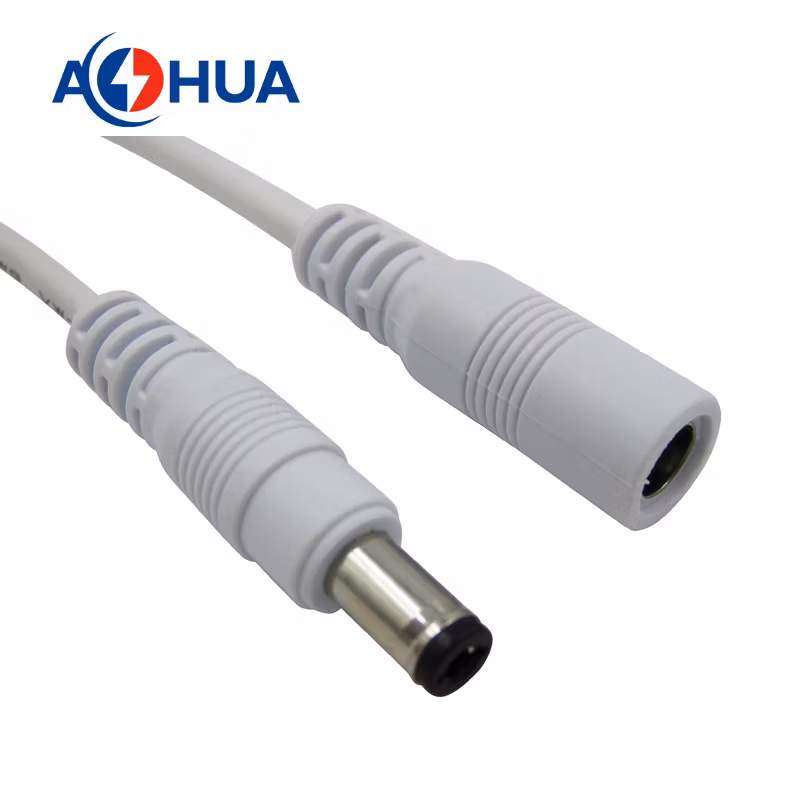 Aohua Factory Sales a Code Connector Battery Cable Connector M11 Male Female DC Power Cable Jack 2pin DC 5.5*2.1/2.5mm Elbow /Right Angle Connector