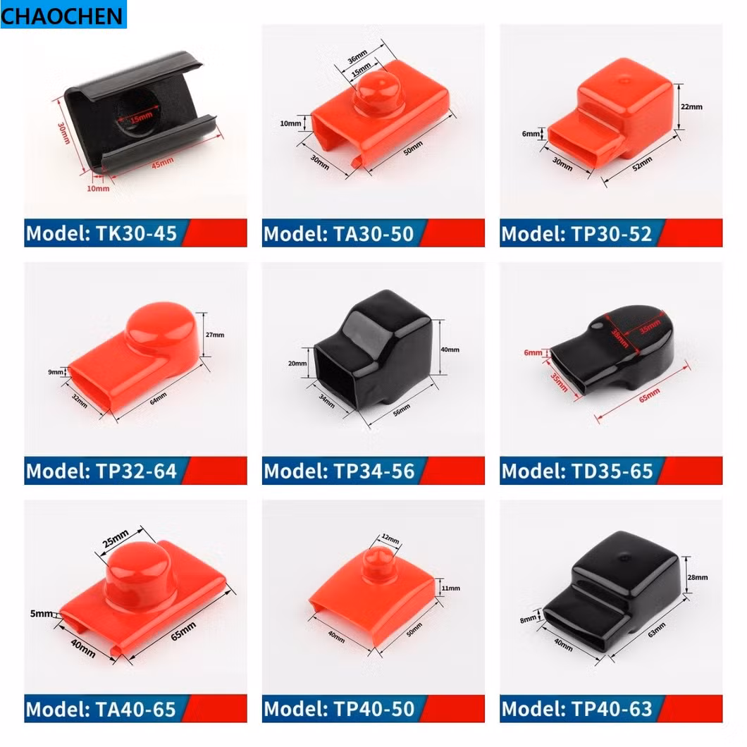 Flexible PVC Battery Terminal Covers Copper Busbar Connector Protective Sleeve Cover Insulated Rubber Cable End Caps