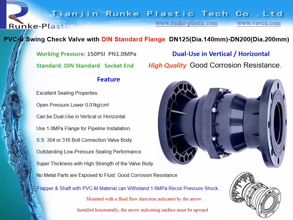 High Quality Plastic Non-Return Valve (NRV) UPVC Wafer Type Flange Water Check Valve PVC Vertical Swing Check Valve PVC Horizontal Non Return Check Valve