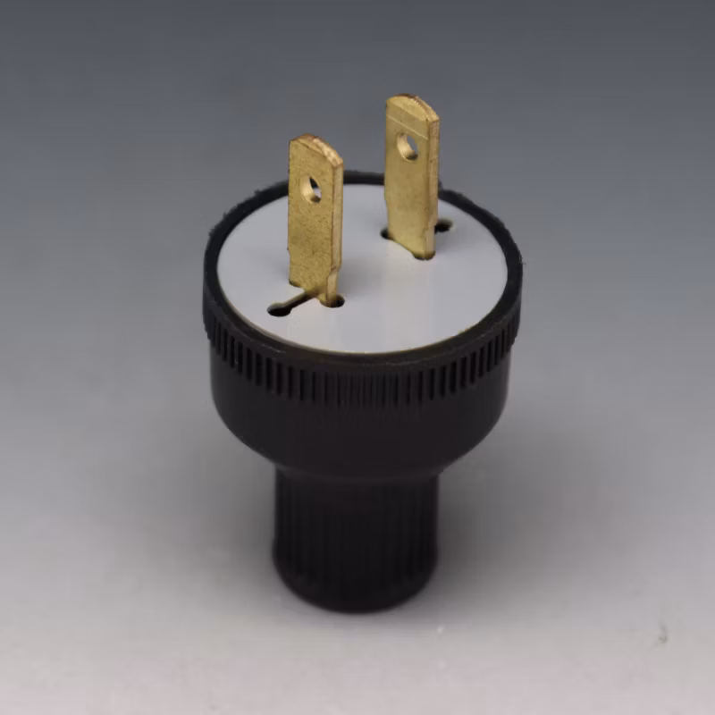 Black White Rubber Plastic 10A 250V 2pin Rewirable Male Electric Power Plug