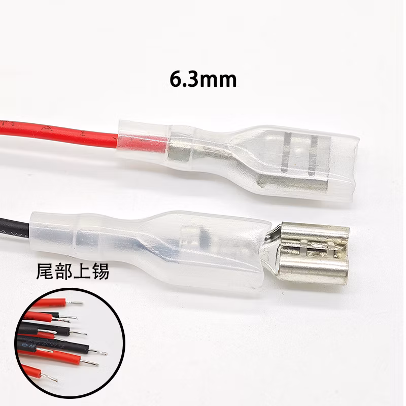 2.8 mm 4.8 mm 6.3 mm Pitch Female Terminals with Safe Lock Plastic Protection Wire Harness Cable Assembly 110 187 250 Series
