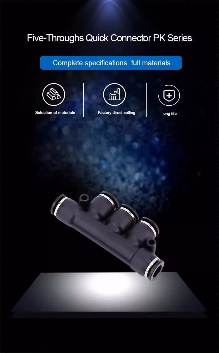 High Quality Pk-10 5 Way Thread Air Hose Tube Connector Plastic Pneumatic One Touch Fitting Quick Fitting Connector