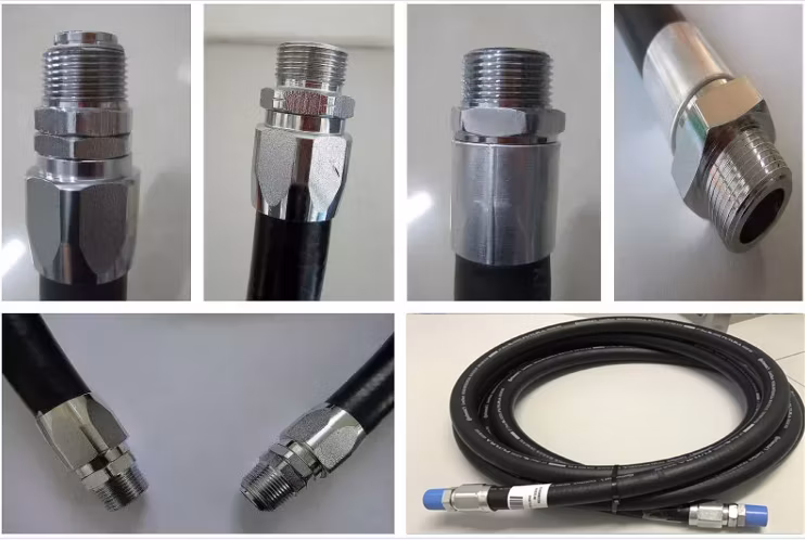 Fuel Dispenser Rubber Pump Gasoline Diesel Nozzle Hydraulic Pipe Hose Assembly with Brass Chrome Plated Fitting for Gas Station