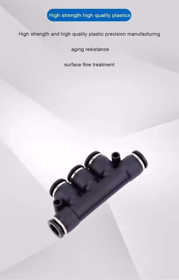 High Quality Pk-10 5 Way Thread Air Hose Tube Connector Plastic Pneumatic One Touch Fitting Quick Fitting Connector