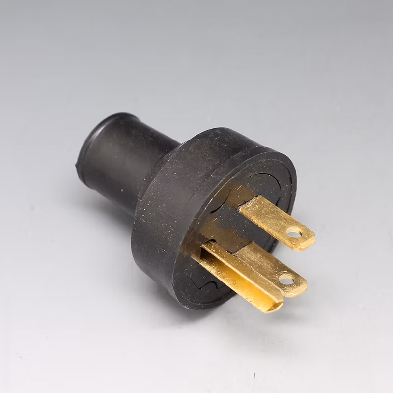 3pin Black Rubber Plastic 15A 250V Us Rewirable Male Electrical Plug Connector
