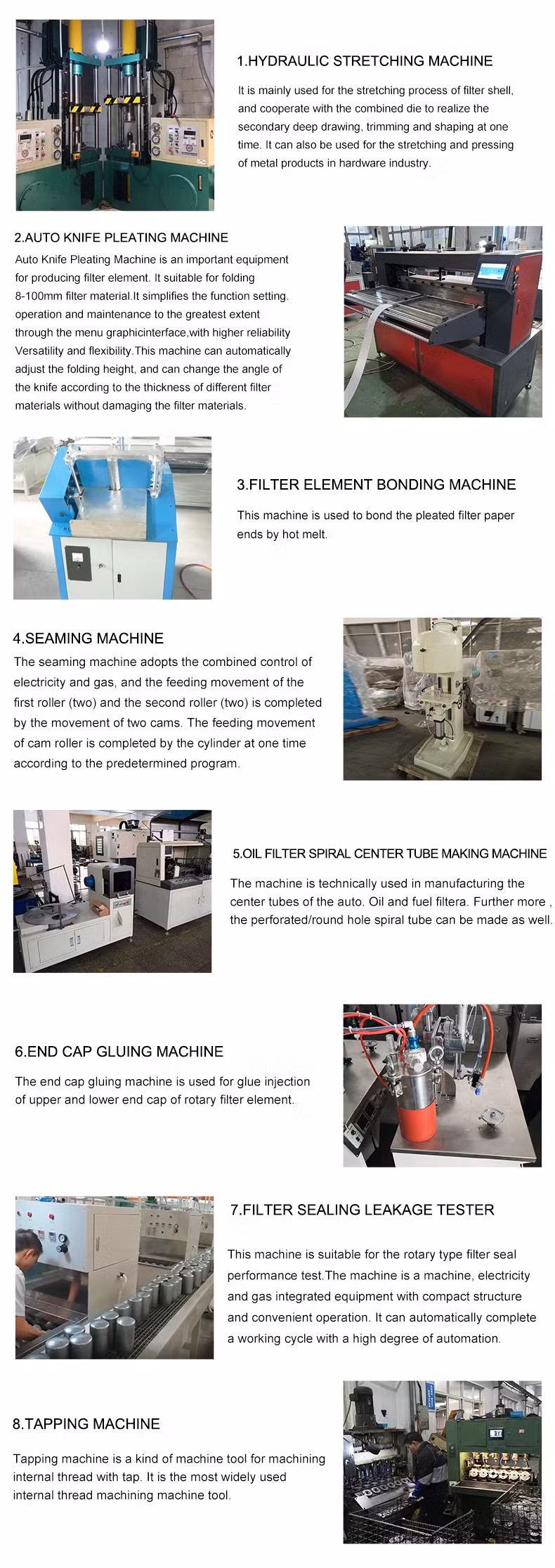 Full Automatic 8 Station Spin on Oil Fuel Filter Sealing Test Filter Seal Leakage Tester