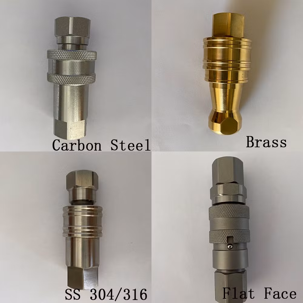 SS304 NPT Flat Face Quick Release Couplers Couplings Size 1/4 Inch 3/8 Inch 1/2 Inch